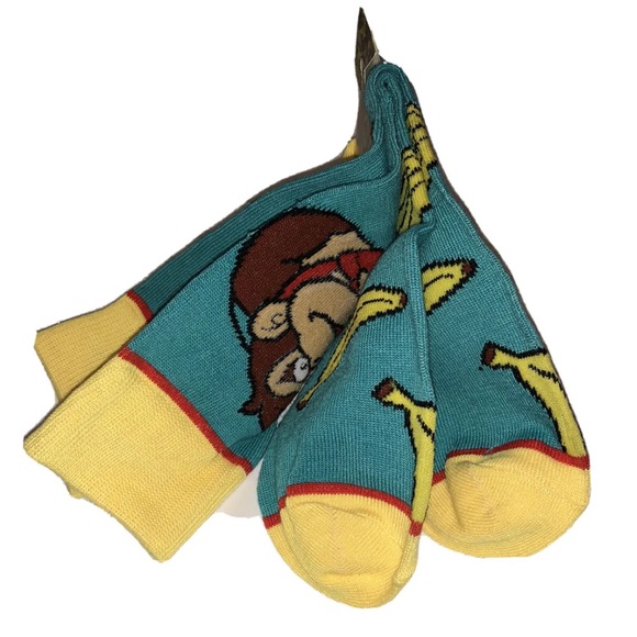 Donkey Kong Crew Socks 1 Pair Men 8-12 Green Yellow w Bananas & DK Face Nintendo - Picture 6 of 12